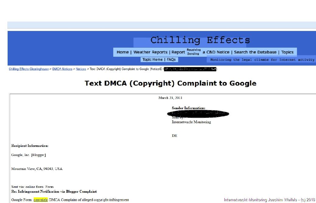 DMCA: Chilling Effects